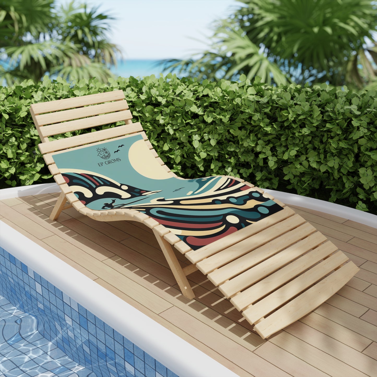 EP Groms Retro Surfing Wave Beach Towel