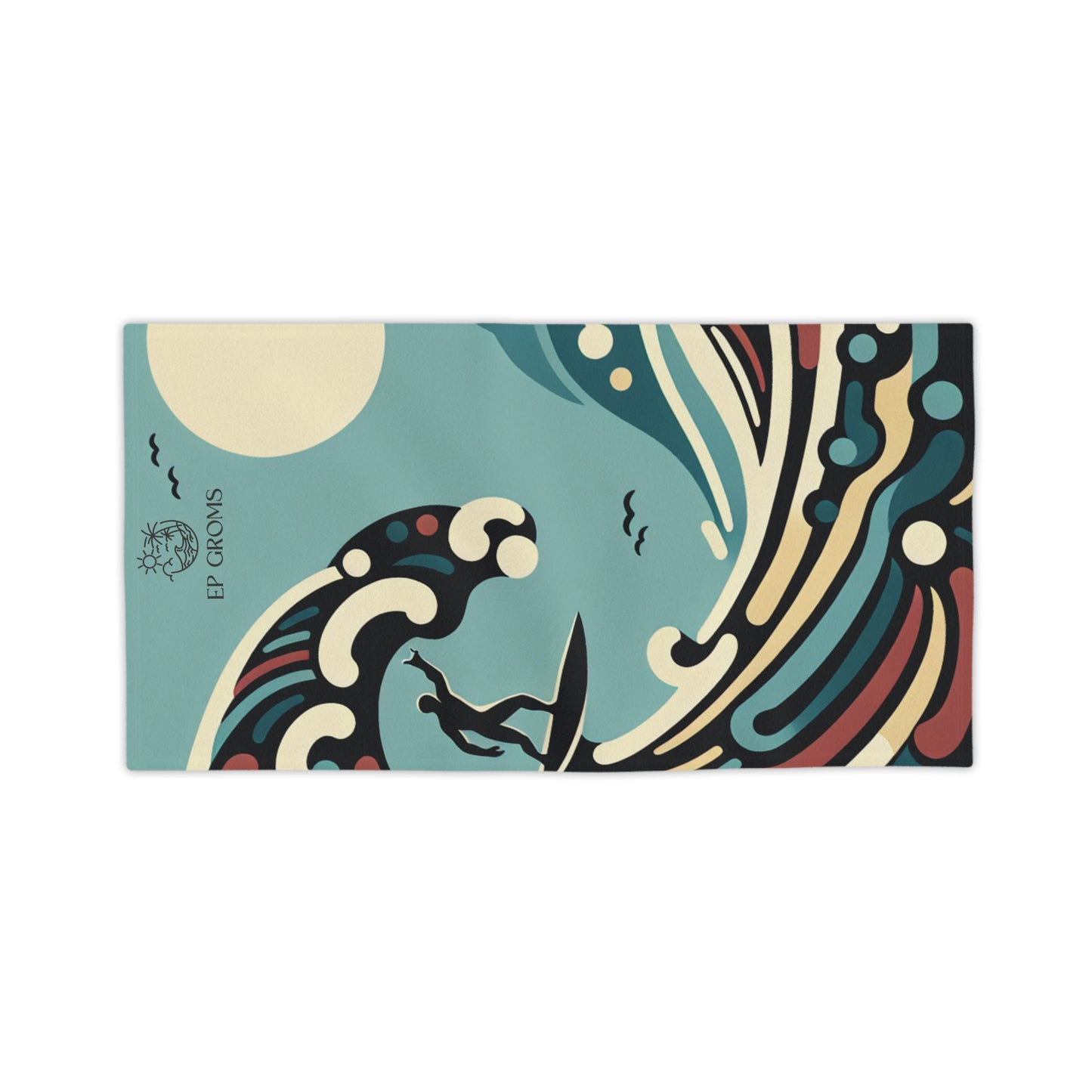 EP Groms Retro Surfing Wave Beach Towel