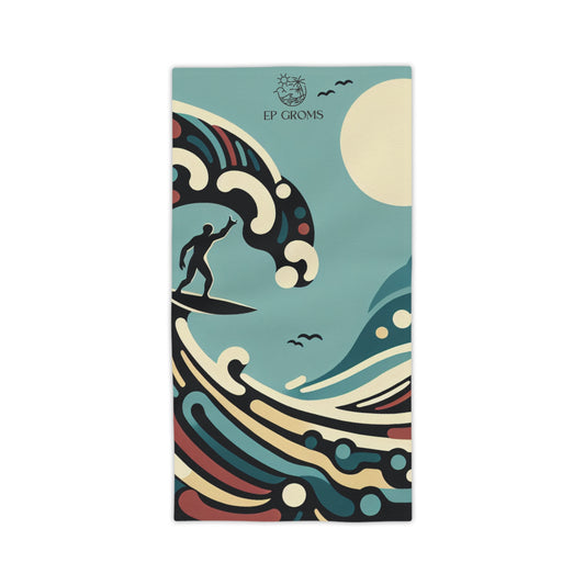 EP Groms Retro Surfing Wave Beach Towel