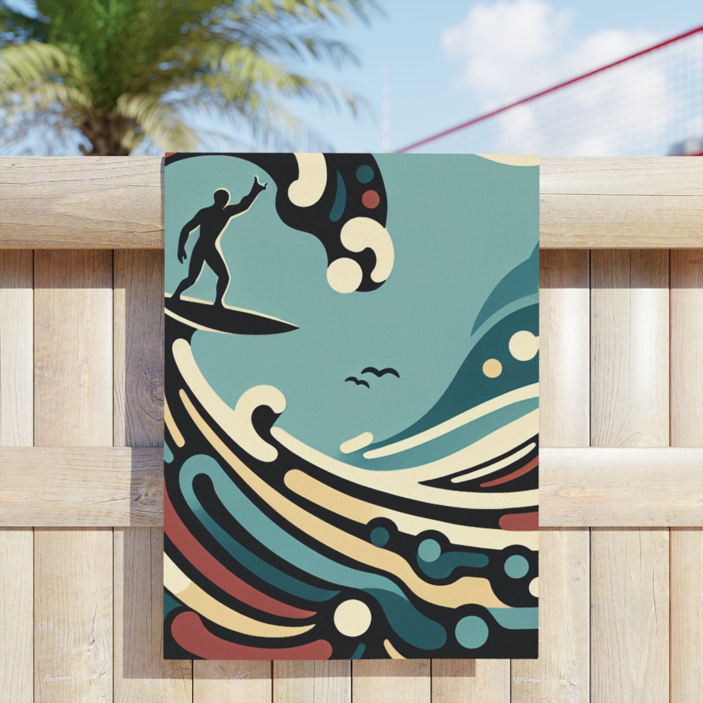 EP Groms Retro Surfing Wave Beach Towel